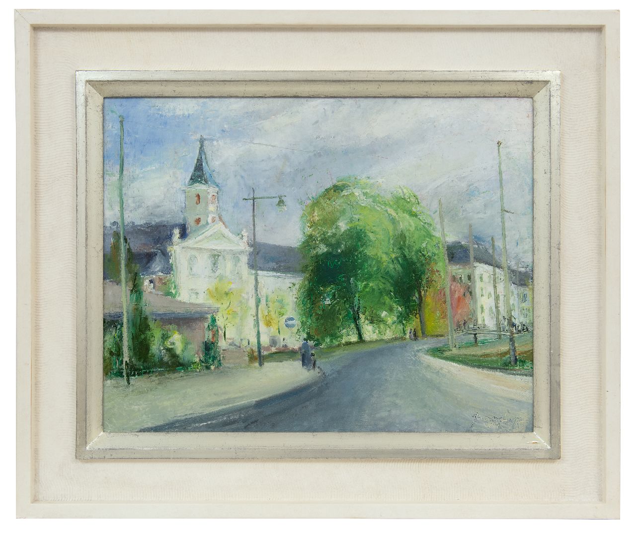 Nanninga J.  | Jacob 'Jaap' Nanninga | Gemälde zum Verkauf angeboten | Die Boskantkirche an der Prinsessegracht, Haag, Öl auf Leinwand 42,3 x 54,6 cm, Unterzeichnet r.u. und datiert '44