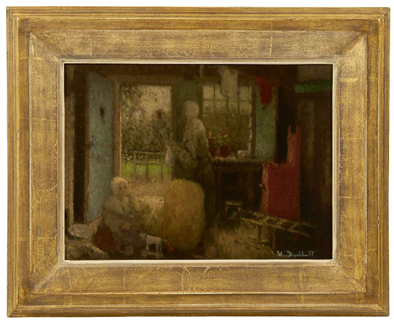 Daalhoff H.A. van | Hermanus Antonius 'Henri' van Daalhoff | Gemälde zum Verkauf angeboten | Mutter mit zwei Kindern, Öl auf Holz 26,5 x 36,0 cm, Unterzeichnet r.u.