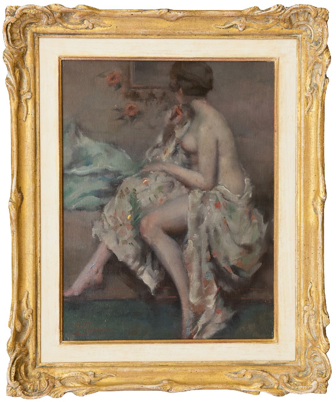Moreau H.  | Henry Moreau | Gemälde zum Verkauf angeboten | Die Morgentoilette, Öl auf Holz 35,2 x 26,9 cm, Unterzeichnet l.u.