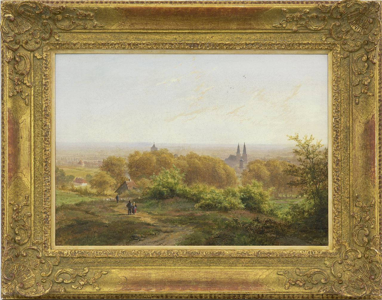 Klombeck J.B.  | Johann Bernard Klombeck | Gemälde zum Verkauf angeboten | Panoramische Landschaft bei Kleve, Öl auf Leinwand auf Holz 32,2 x 44,7 cm, Unterzeichnet rr.u. mit Initialen und datiert 1844