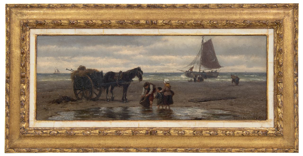 Koekkoek J.H.B.  | Johannes Hermanus Barend 'Jan H.B.' Koekkoek | Gemälde zum Verkauf angeboten | Muschelfischer, Öl auf Leinwand 24,2 x 62,7 cm, Unterzeichnet ru.