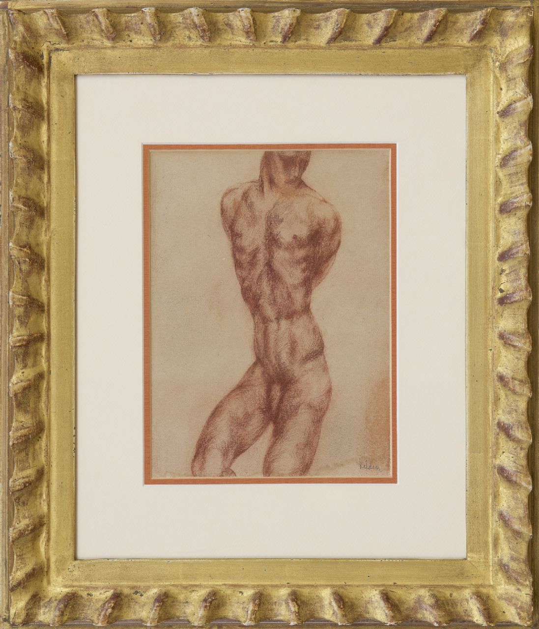 Kelder A.B.  | Antonius Bernardus 'Toon' Kelder | Aquarelle und Zeichnungen zum Verkauf angeboten | Torso eines Mannes, Rote Kreide auf Papier 25,0 x 18,7 cm, Unterzeichnet r.u.