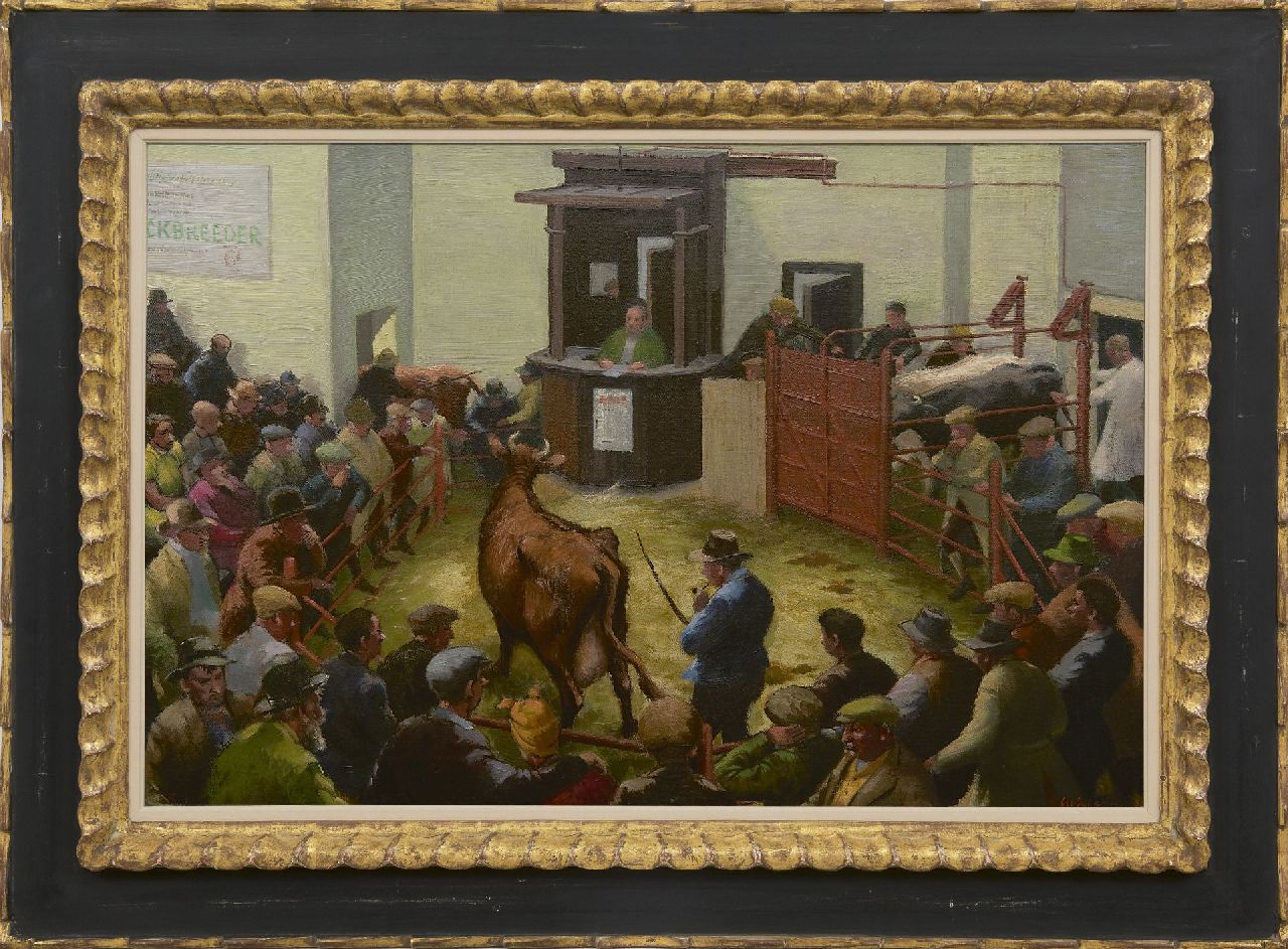 Acheson A.S.  | Alice Stanley Acheson | Gemälde zum Verkauf angeboten | Die Viehauktion, Öl auf Leinwand 50,8 x 76,2 cm, Unterzeichnet r.u. und datiert '49