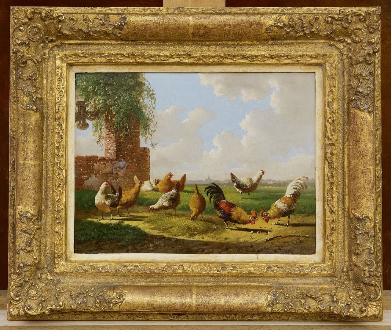 Verhoesen A.  | Albertus Verhoesen, Der Hahnenkampf, Öl auf Holz 17,9 x 23,6 cm, Unterzeichnet M.u. und datiert 1871