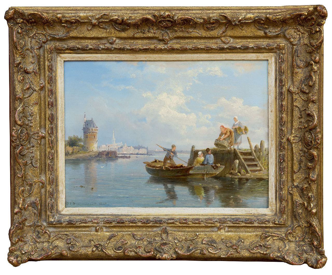 Dommershuijzen P.C.  | Pieter Cornelis Dommershuijzen | Gemälde zum Verkauf angeboten | Auf der Reede von Hoorn, Öl auf Holz 18,8 x 25,4 cm, Unterzeichnet l.u. und datiert 1887