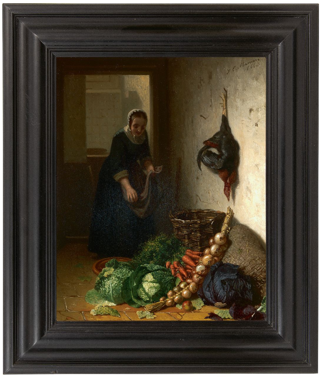 Masurel J.E.  | Johannes Engel Masurel | Gemälde zum Verkauf angeboten | In der Küche, Öl auf Holz 31,2 x 25,3 cm, Unterzeichnet r.o. und datiert 1866