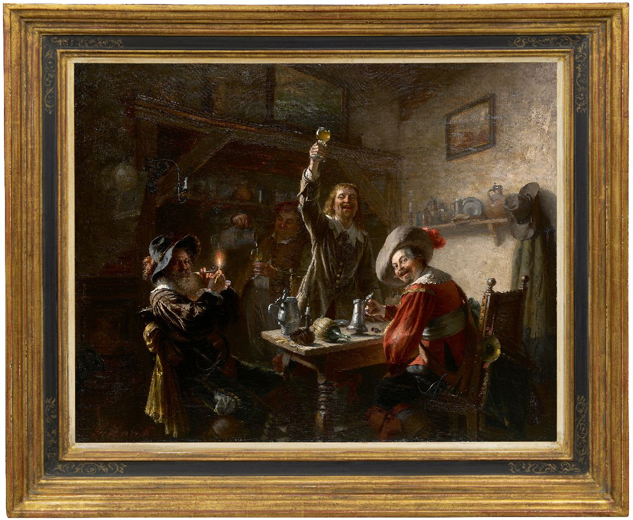 Zaak G.  | Gustav Zaak, Die fröhlichen Trinker, Öl auf Leinwand 55,5 x 68,0 cm, Unterzeichnet l.u.