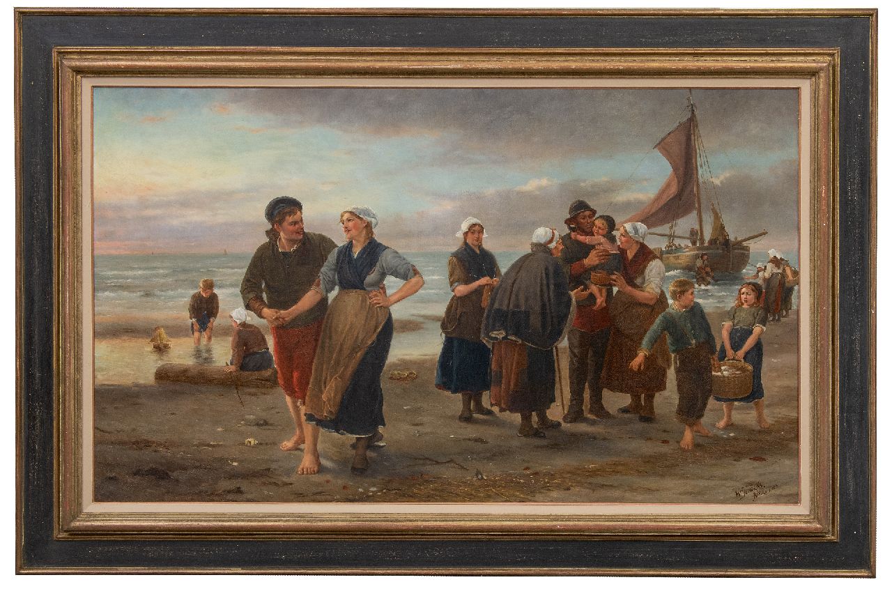 Hendriks W.  | Hendriks, Der glückliche Rückkehr der Fischer, Öl auf Leinwand 73,1 x 120,8 cm, Unterzeichnet r.u. und datiert 'Anvers 1906'