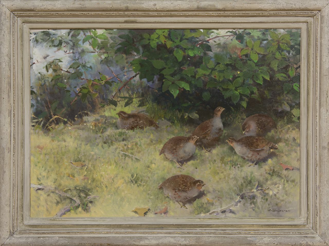 Hem P. van der | Pieter 'Piet' van der Hem, Rebhühner im Wald, Öl auf Leinwand 75,6 x 109,5 cm, Unterzeichnet r.u.