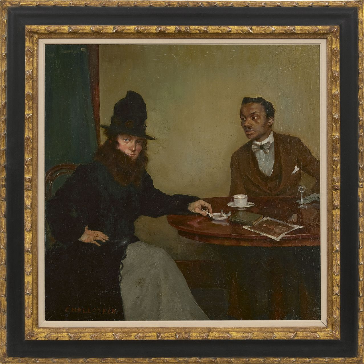 Hollstein E.  | Erwin Hollstein, Café, Paris, Öl auf Leinwand 51,8 x 51,1 cm, Unterzeichnet l.u.