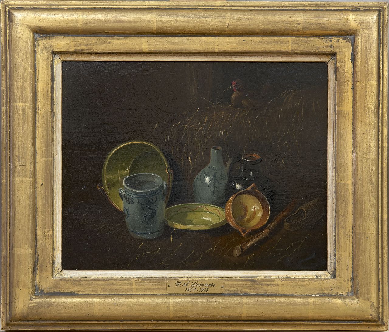 Lammers W.A.  | Wilhelm Albertus Lammers | Gemälde zum Verkauf angeboten | Stilleben von Küchengeräten, Öl auf Holz 22,4 x 28,3 cm