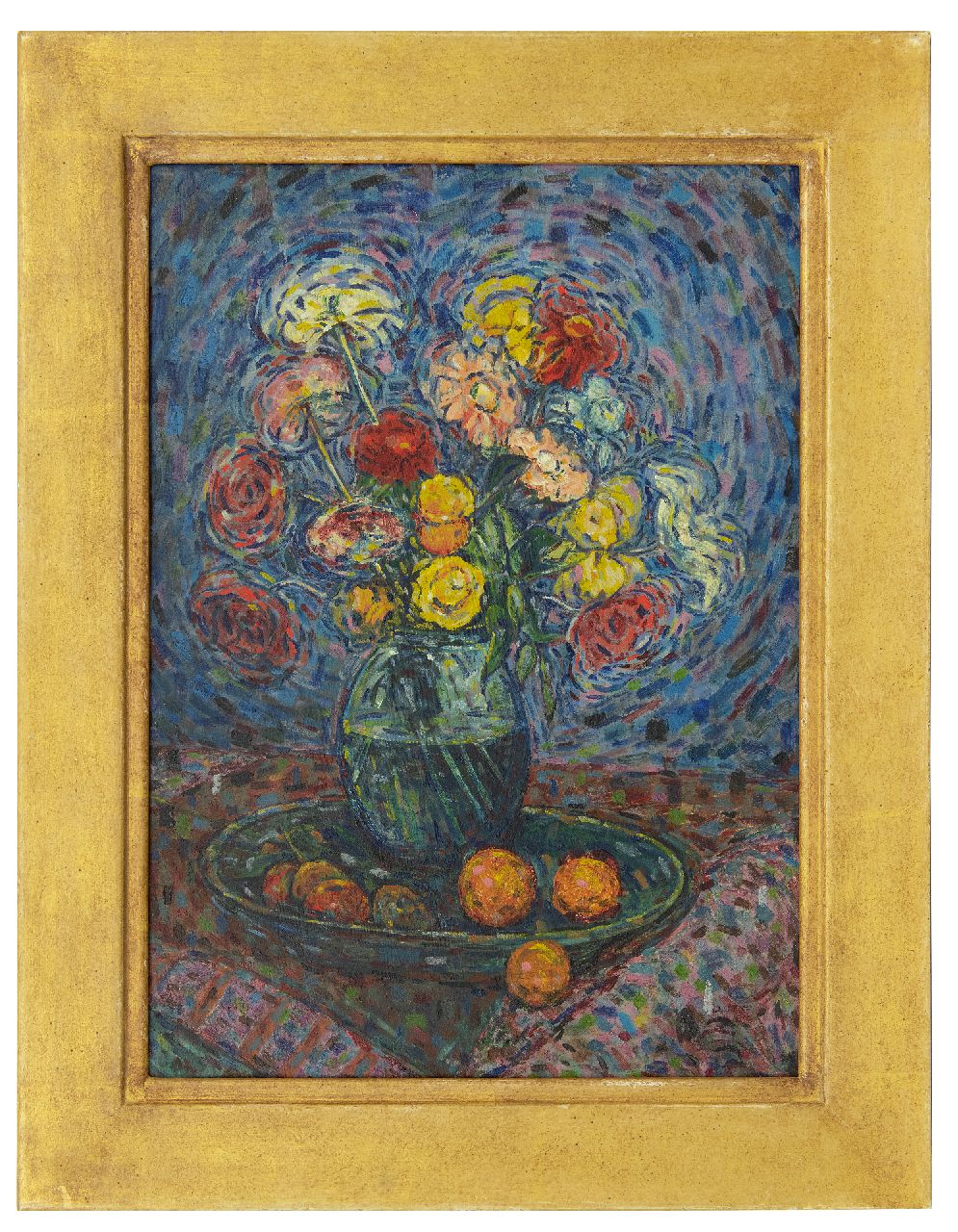 Rijn N.P.Q. van | Nicolaas Petrus Quirinus 'Nico' van Rijn, Stilleben mit Blumen und Obst, Öl auf Holz 53,2 x 38,3 cm
