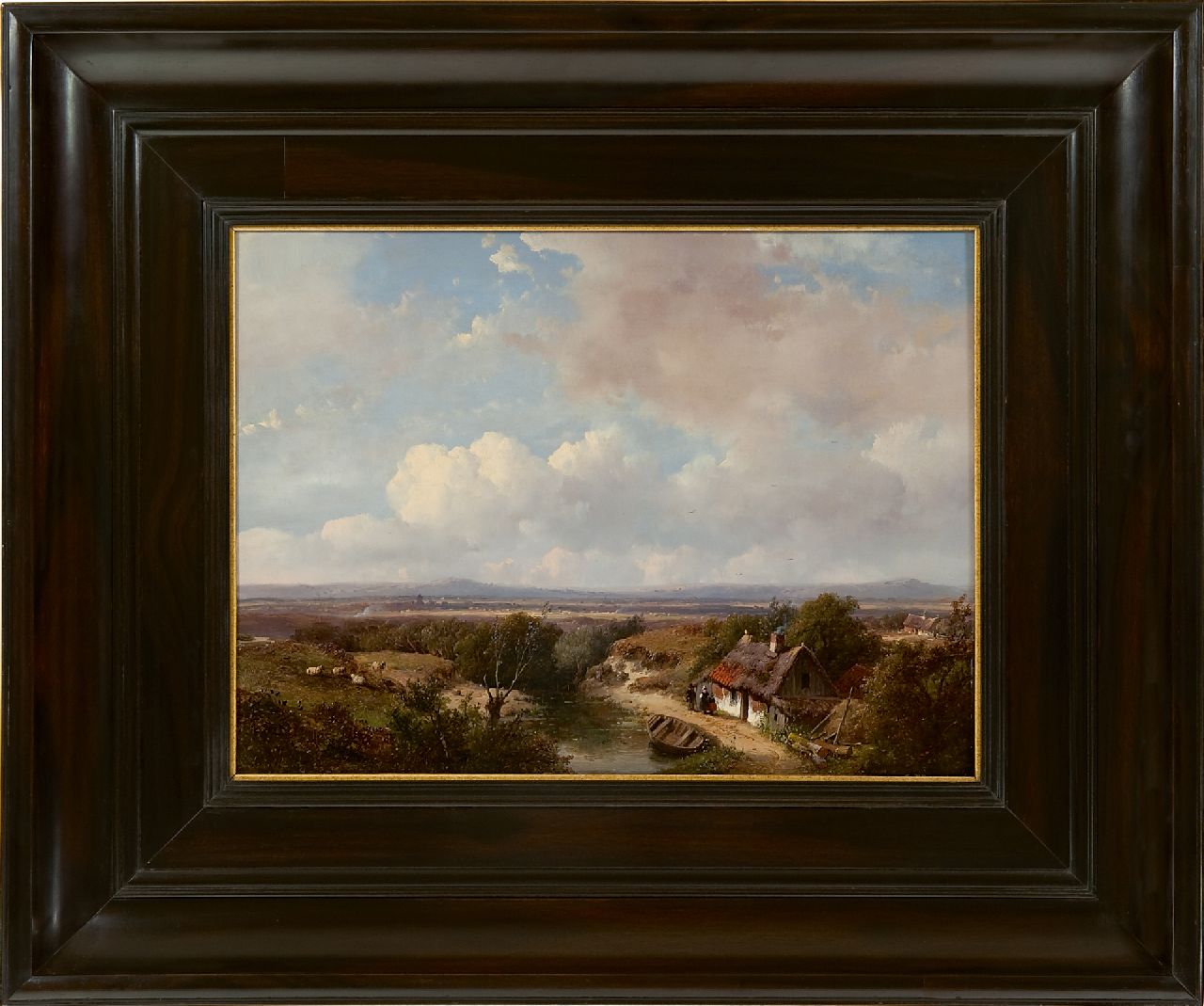 Schelfhout A.  | Andreas Schelfhout, Sommerliche panoramische Landschaft, Öl auf Holz 28,1 x 39,0 cm, Unterzeichnet l.u. und datiert '50