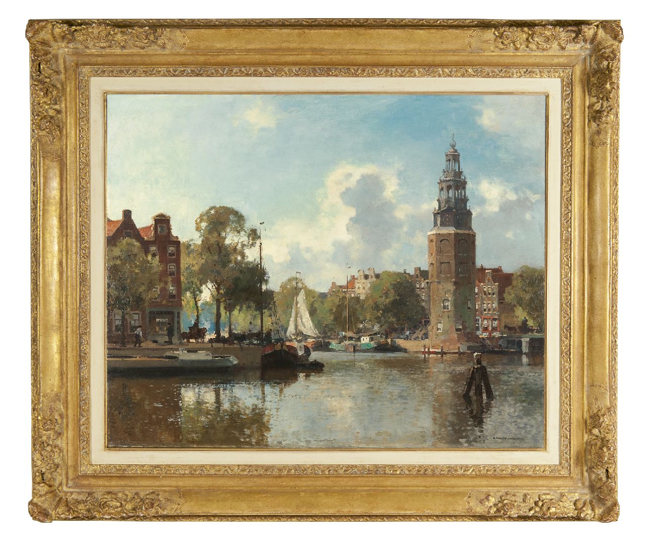 Vreedenburgh C.  | Cornelis Vreedenburgh, Der Montelbaansturm, Amsterdam, Öl auf Leinwand 60,0 x 73,9 cm, Unterzeichnet r.u.