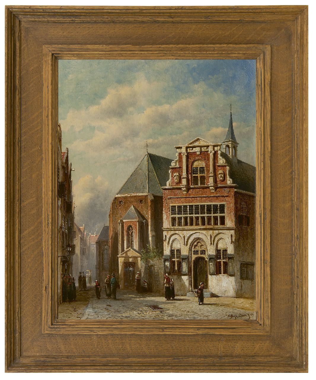 Vertin P.G.  | Petrus Gerardus Vertin, Ansicht auf das alte Rathaus und die Petruskirche in Woerden, Öl auf Holz 39,6 x 31,0 cm, Unterzeichnet r.u. und datiert '69