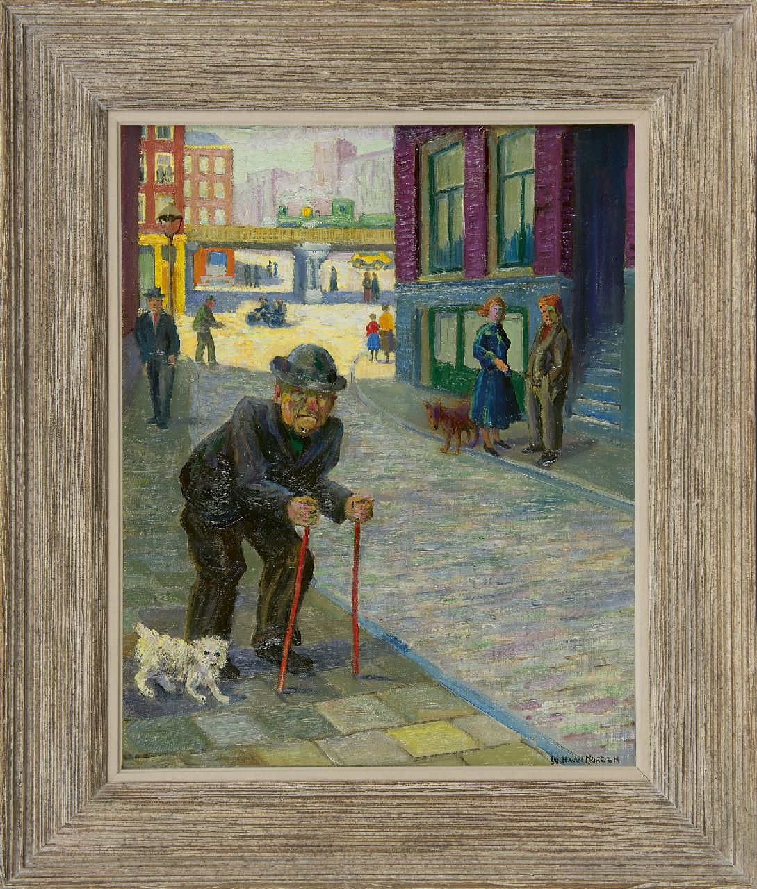 Norden W.H. van | Willem Hendrik van Norden, Menschen auf der Strasse, Öl auf Leinwand 50,0 x 39,9 cm, Unterzeichnet r.u.