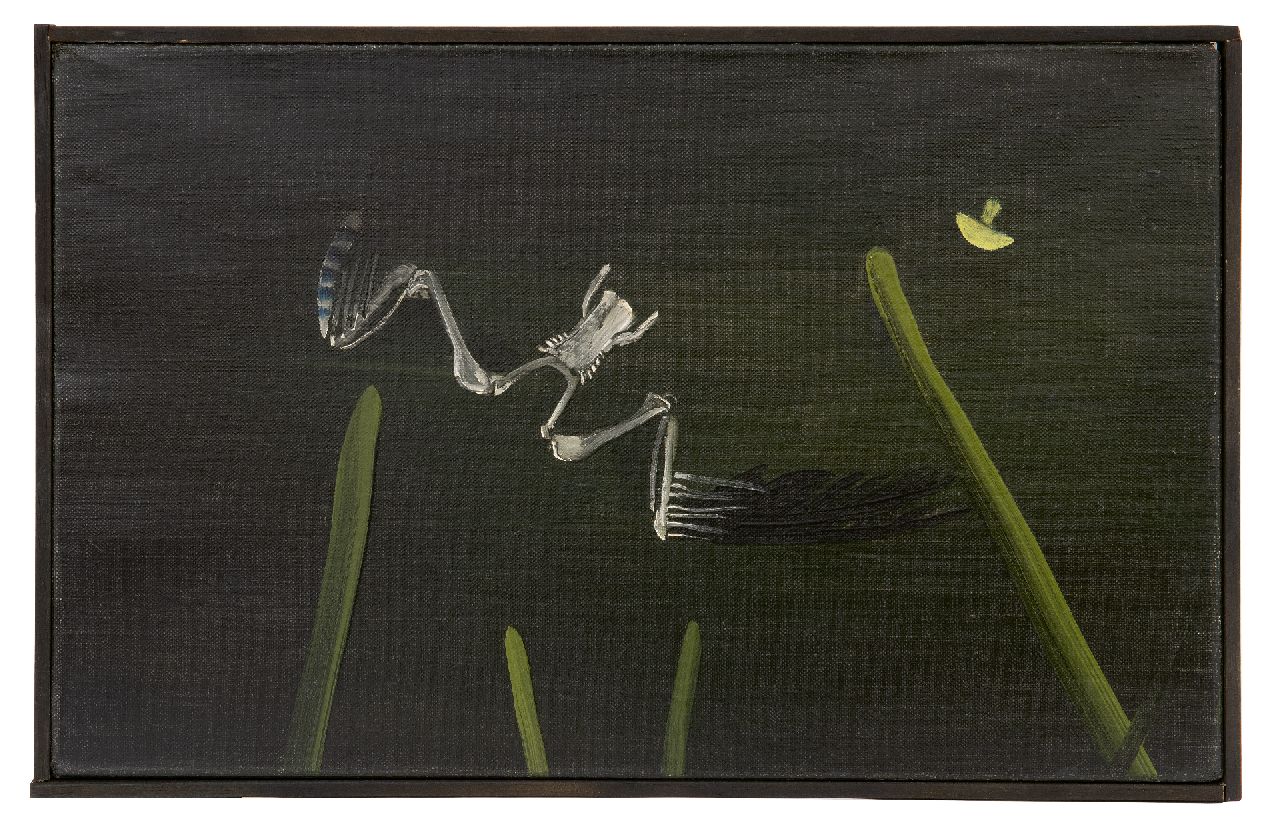 Doorn M.J. van | Martinus Jacob 'Tinus' van Doorn, Wald mit Gerippe eines Vogels, Öl auf Leinwand 25,5 x 40,4 cm, zu datieren um 1934-1938