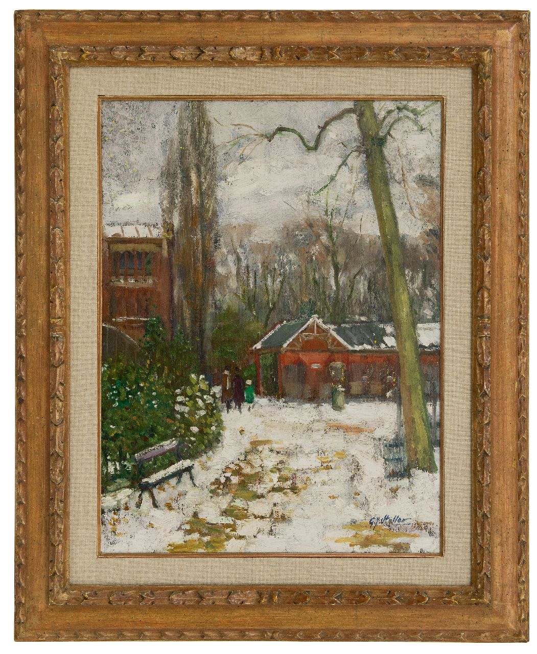 Staller G.J.  | Gerard Johan Staller, Artis im Winter, Öl auf Leinwand 53,3 x 41,3 cm, Unterzeichnet r.u. und zu datieren um 1910