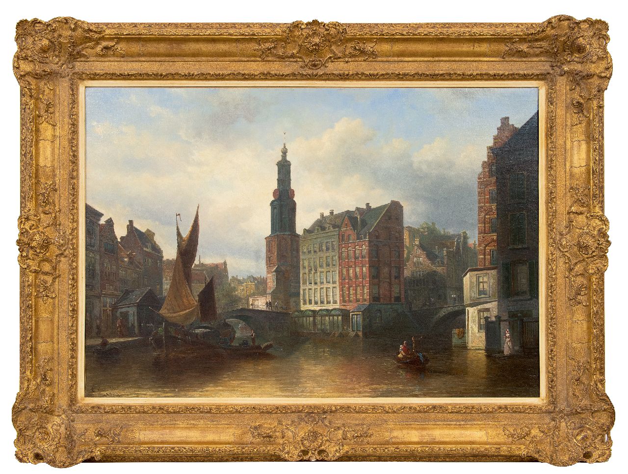 Bommel E.P. van | Elias Pieter van Bommel, Anblick auf den Munt Turm, Amsterdam, Öl auf Leinwand 63,3 x 92,7 cm, Unterzeichnet u.l. und datiert 1883