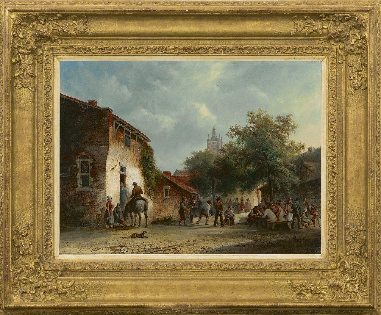 Gijselman W.  | Warner Gijselman | Gemälde zum Verkauf angeboten | Kegeln auf  dem Dorfplatz, Öl auf Holz 34,1 x 46,7 cm, Unterzeichnet r.u.