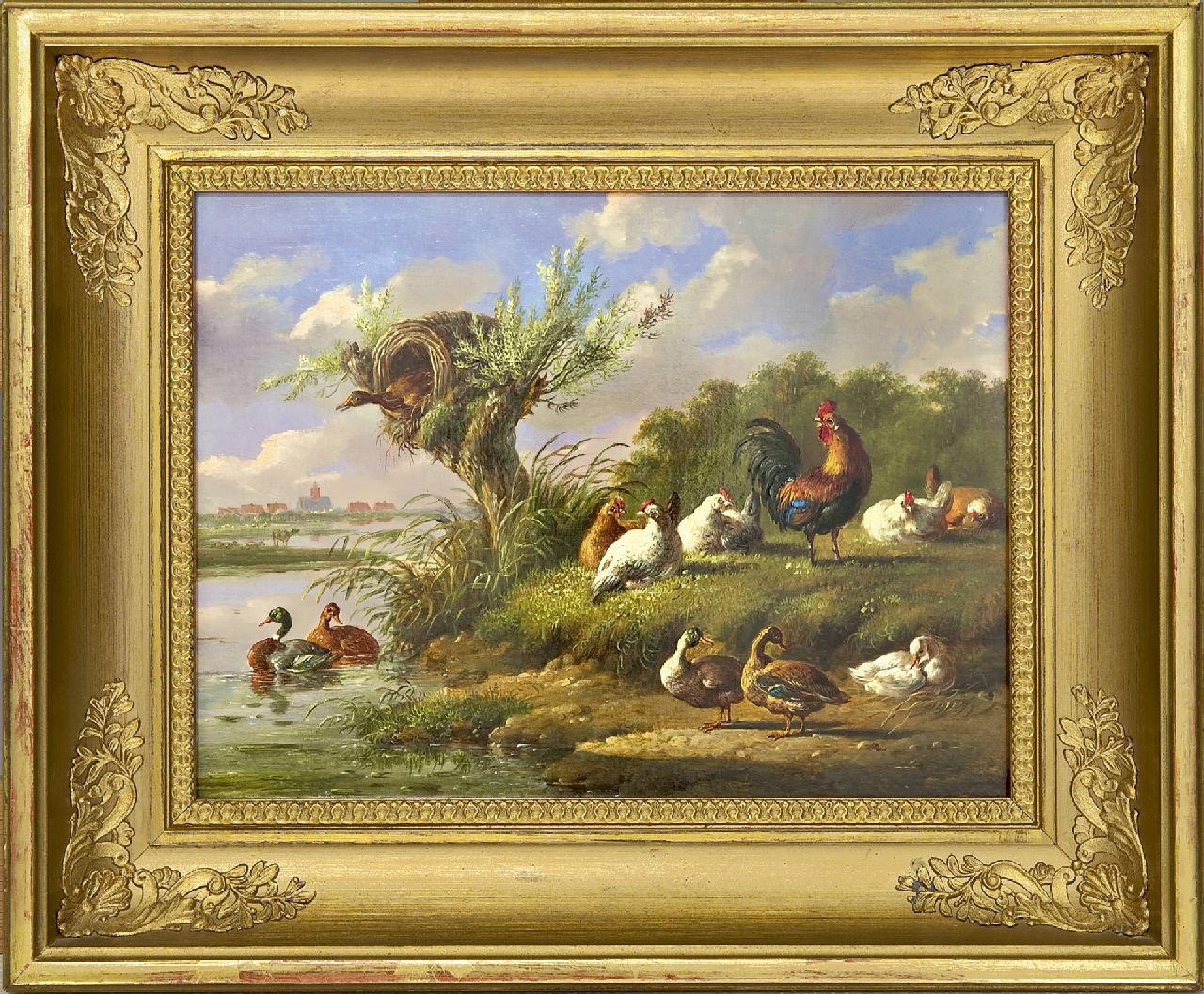 Verhoesen A.  | Albertus Verhoesen, Federvieh am Wasser, Öl auf Holz 20,7 x 27,0 cm