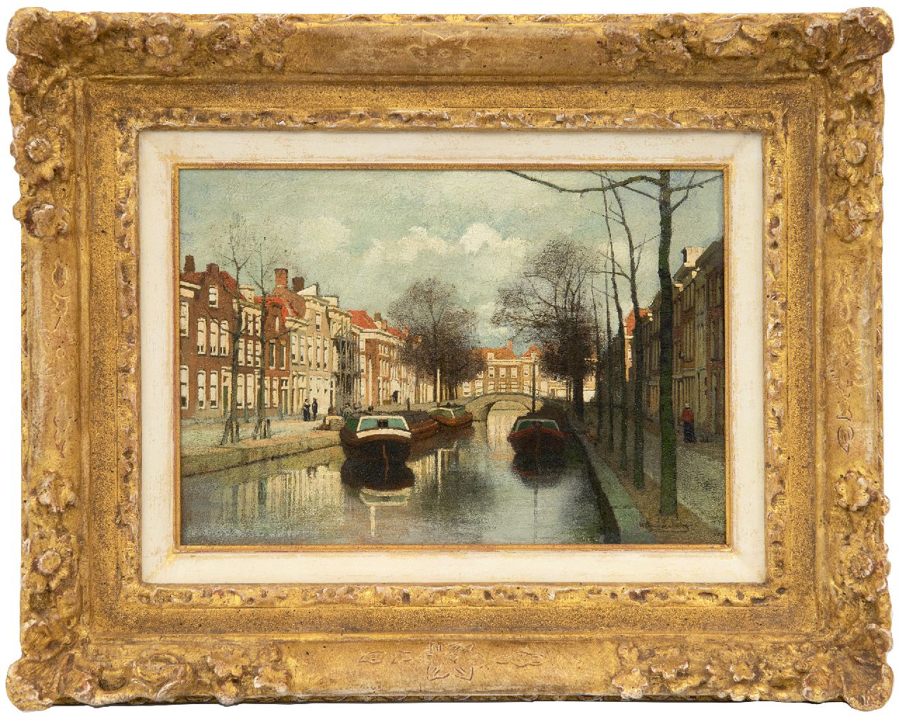 Klinkenberg J.C.K.  | Johannes Christiaan Karel Klinkenberg, Holländisches Kanal, Öl auf Holz 17,9 x 25,1 cm, Unterzeichnet r.u.