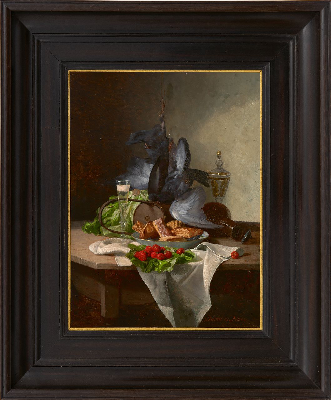 Noter D.E.J. de | 'David' Emile Joseph de Noter | Gemälde zum Verkauf angeboten | Stilleben mit Gemüse, Pastete und Wild, Öl auf Holz 30,4 x 22,8 cm, Unterzeichnet r.u.