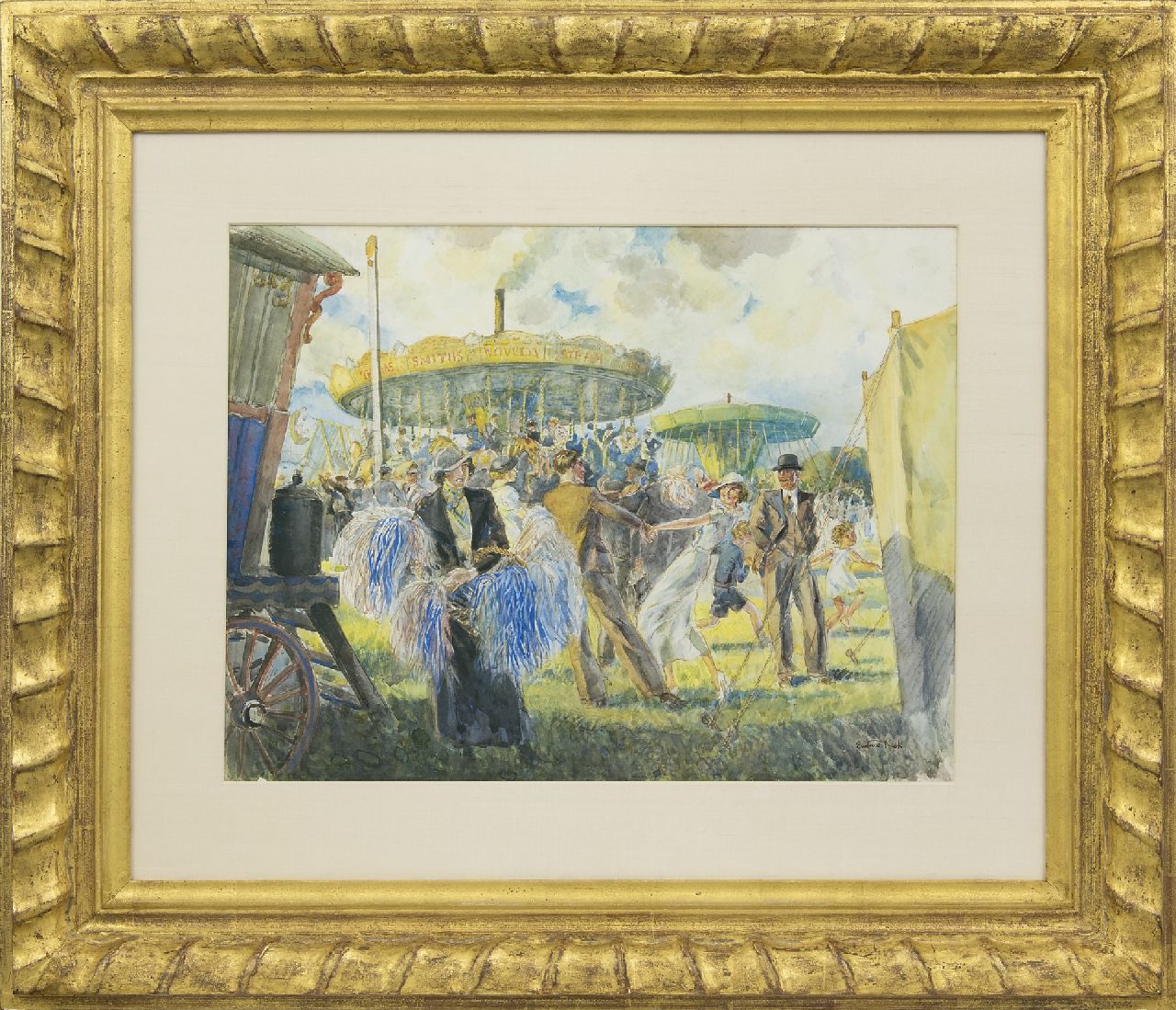 Nash E.P.E.  | Eustace P.E. Nash, Auf dem Jahrmarkt, Aquarell und Gouache auf Papier 39,5 x 52,2 cm, Unterzeichnet r.u.