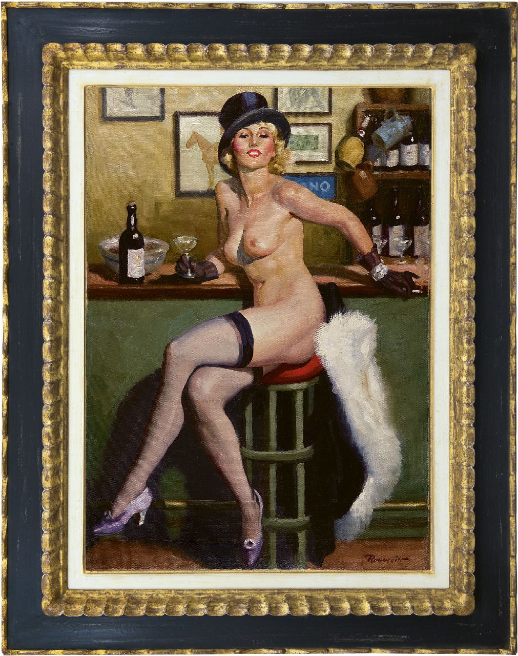 Reusswig H.W.  | Henry 'William' Reusswig, Entertainment an der Bar, Öl auf Leinwand 71,6 x 51,1 cm, Unterzeichnet r.u. und zu datieren Jahre '30