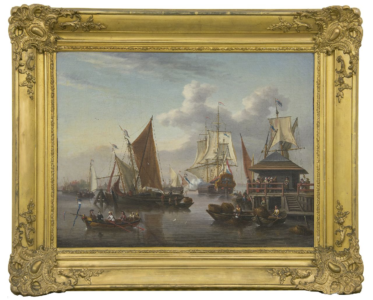 Blaauw J. de | Johannis de Blaauw | Gemälde zum Verkauf angeboten | Ansicht auf das IJ mit einem 'Bothuisje', bei Amsterdam, Öl auf Leinwand 48,3 x 64,5 cm