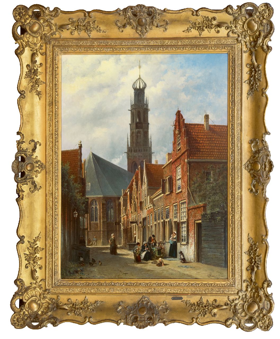 Vertin P.G.  | Petrus Gerardus Vertin | Gemälde zum Verkauf angeboten | Ansicht auf Haarlem mit der Bakenesserkirche, Öl auf Holz 85,3 x 64,9 cm, Unterzeichnet r.u. (beide) und zu datieren 1877-1878
