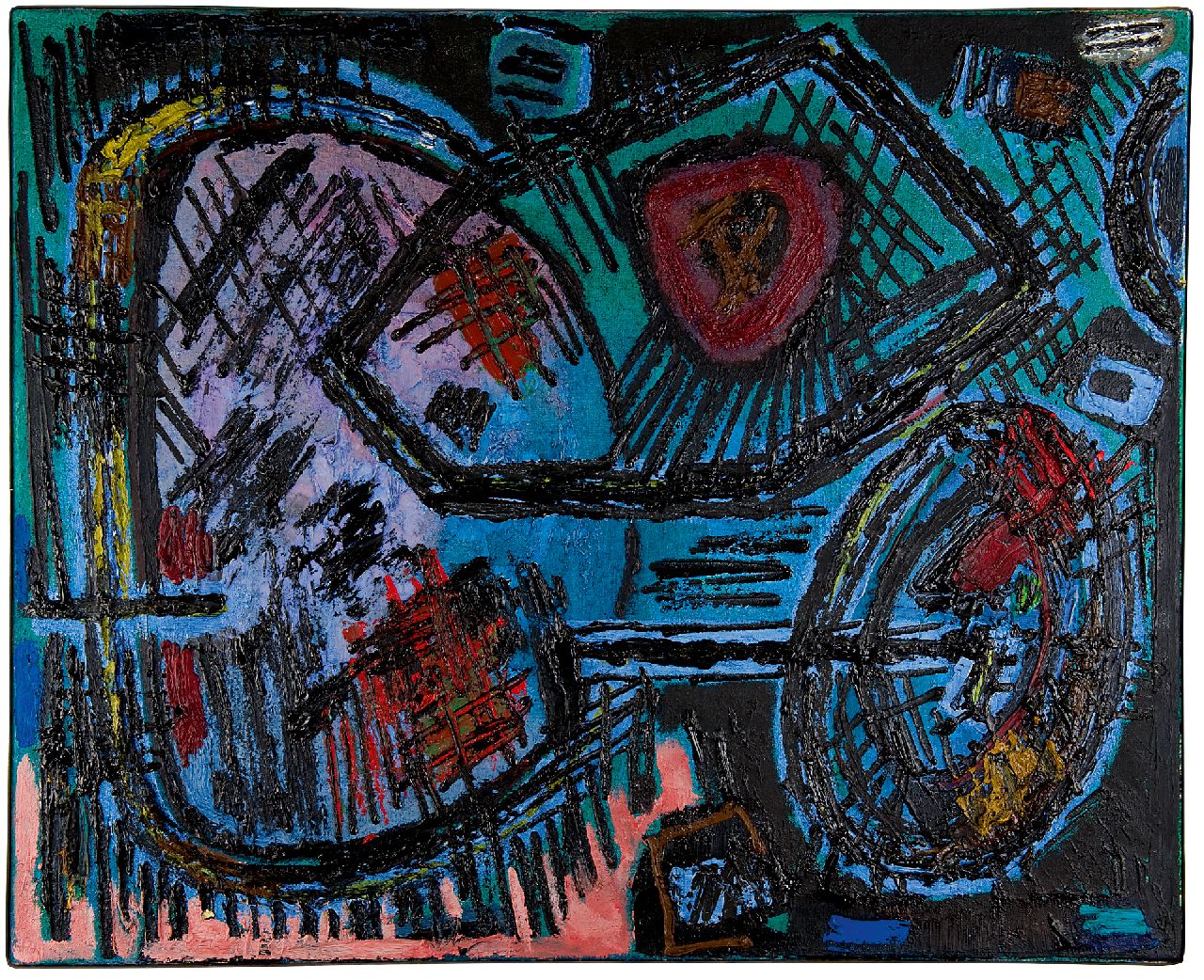 Hussem W.F.K.  | 'Willem' Frans Karel Hussem | Gemälde zum Verkauf angeboten | Komposition 1959, Öl auf Leinwand 80,4 x 100,2 cm, Unterzeichnet im Verso und Im Verso datiert '59