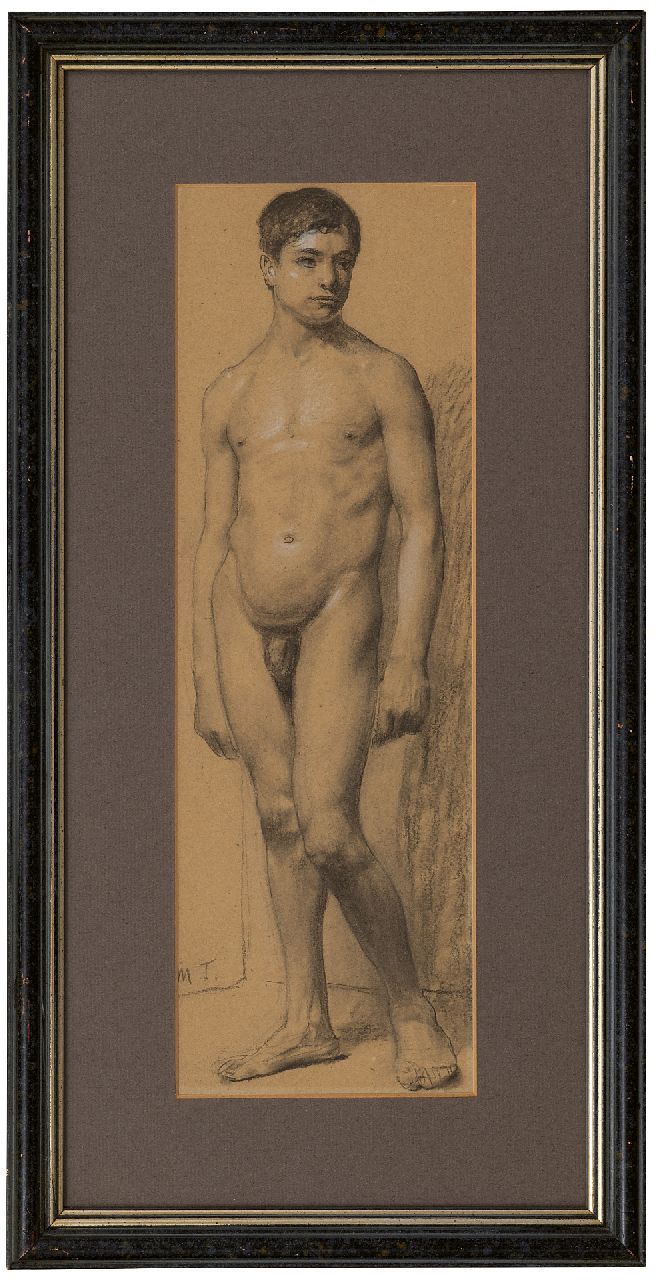 Thedy M.E.G.  | Maximilian Eduard Gallus 'Max' Thedy | Aquarelle und Zeichnungen zum Verkauf angeboten | Akademiestudie, Holzkohle und Kreide auf Papier 33,6 x 11,1 cm, Unterzeichnet l.u. mit Initialen