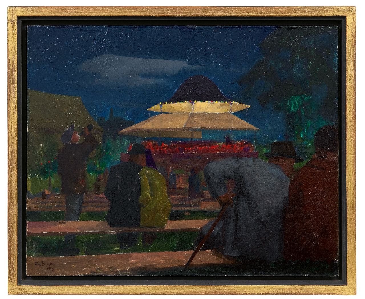 Bryson F.W.  | Bryson | Gemälde zum Verkauf angeboten | Konzert im Freien am Abend, Öl auf Leinwand 40,5 x 50,8 cm, Unterzeichnet l.u. und datiert 1956