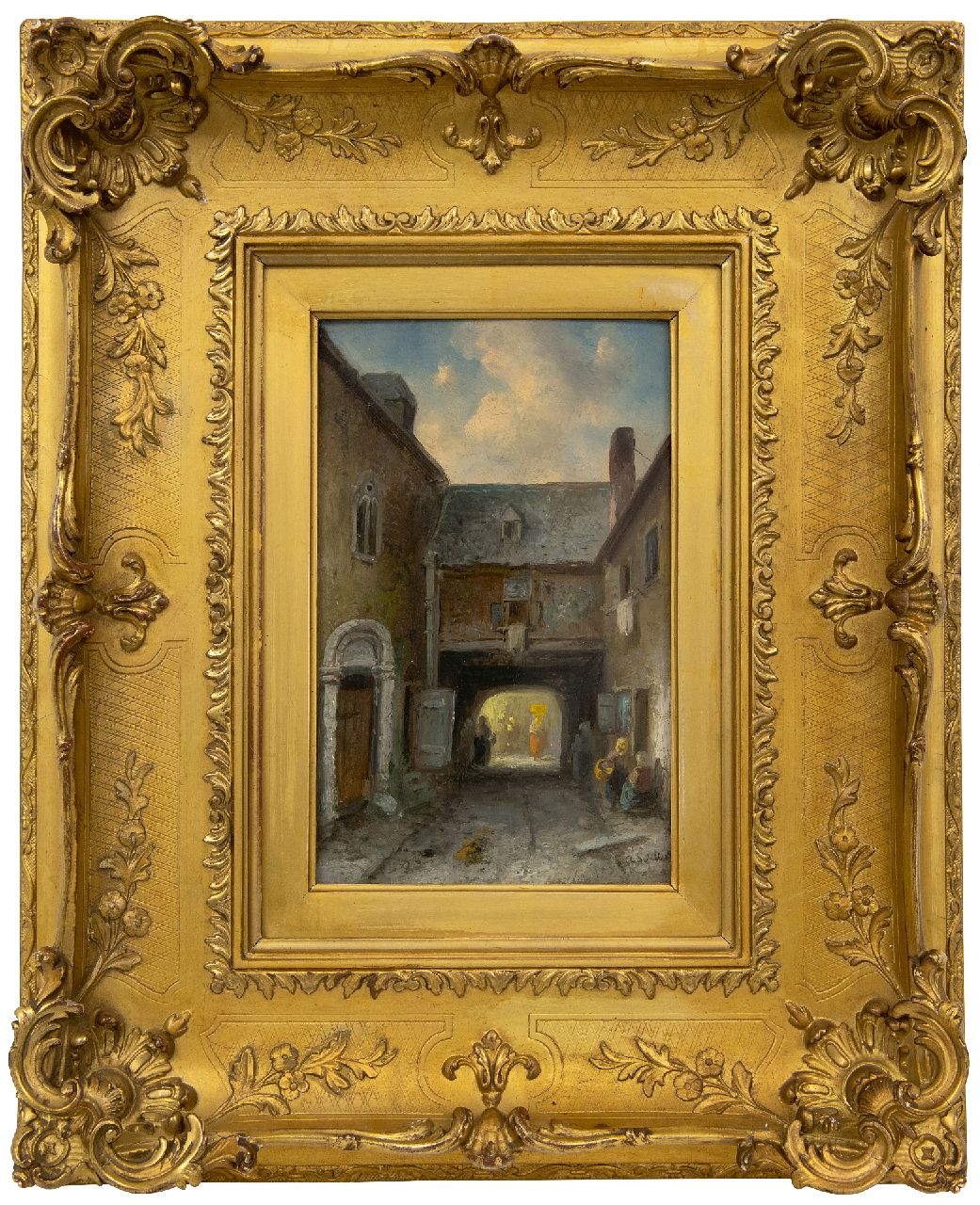 Leickert C.H.J.  | 'Charles' Henri Joseph Leickert | Gemälde zum Verkauf angeboten | Durchblick in einer Stadt, Öl auf Holz 22,7 x 14,6 cm, Unterzeichnet r.u. und zu datieren um 1890