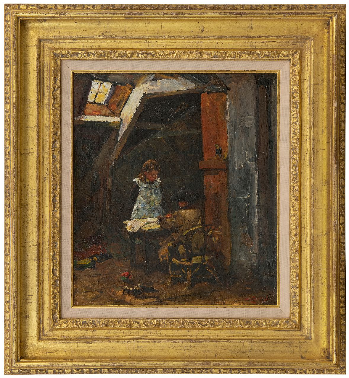 Zwart W.H.P.J. de | Wilhelmus Hendrikus Petrus Johannes 'Willem' de Zwart | Gemälde zum Verkauf angeboten | Bilder anschauen: die Kinder des Mahlers, Öl auf Leinwand  auf Holzfaser 33,4 x 29,5 cm, Unterzeichnet r.u.