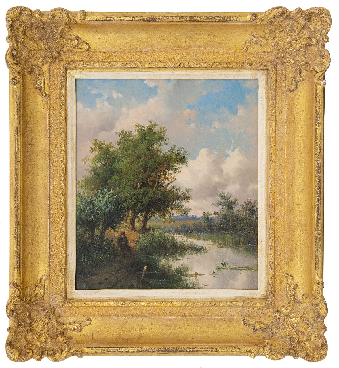 Meiners C.H.  | Claas Hendrik Meiners | Gemälde zum Verkauf angeboten | Angler am Graben, Öl auf Holz 24,6 x 21,6 cm