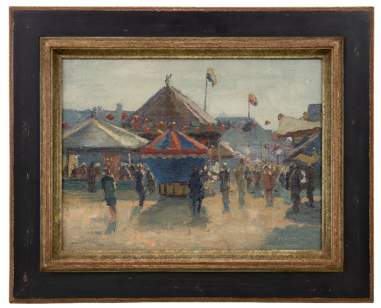 Polder Ch.G.  | Christiaan 'Gerrit' Polder | Gemälde zum Verkauf angeboten | Jahrmarkt auf dem Malieveld, Haag, Öl auf Leinwand 30,0 x 40,3 cm, Unterzeichnet l.u. und datiert 1953