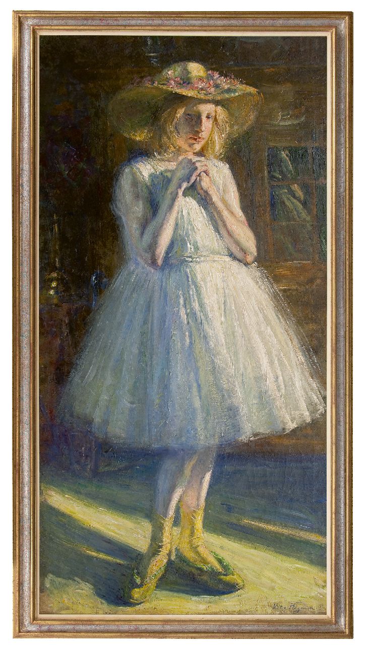 Hageman V.C.  | Victor Charles Hageman | Gemälde zum Verkauf angeboten | Mädchen mit Hut, Öl auf Leinwand 148,7 x 74,7 cm, Unterzeichnet r.u.