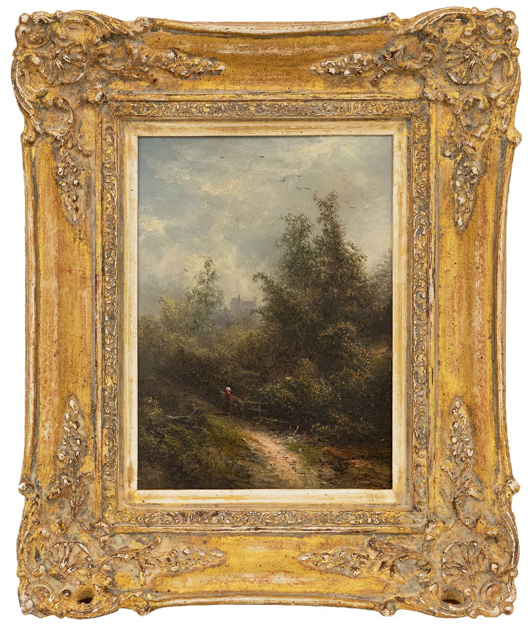 Kluyver P.L.F.  | 'Pieter' Lodewijk Francisco Kluyver | Gemälde zum Verkauf angeboten | Waldweg, Öl auf Holz 22,1 x 16,5 cm, Unterzeichnet l.u. und ohne Rahmen