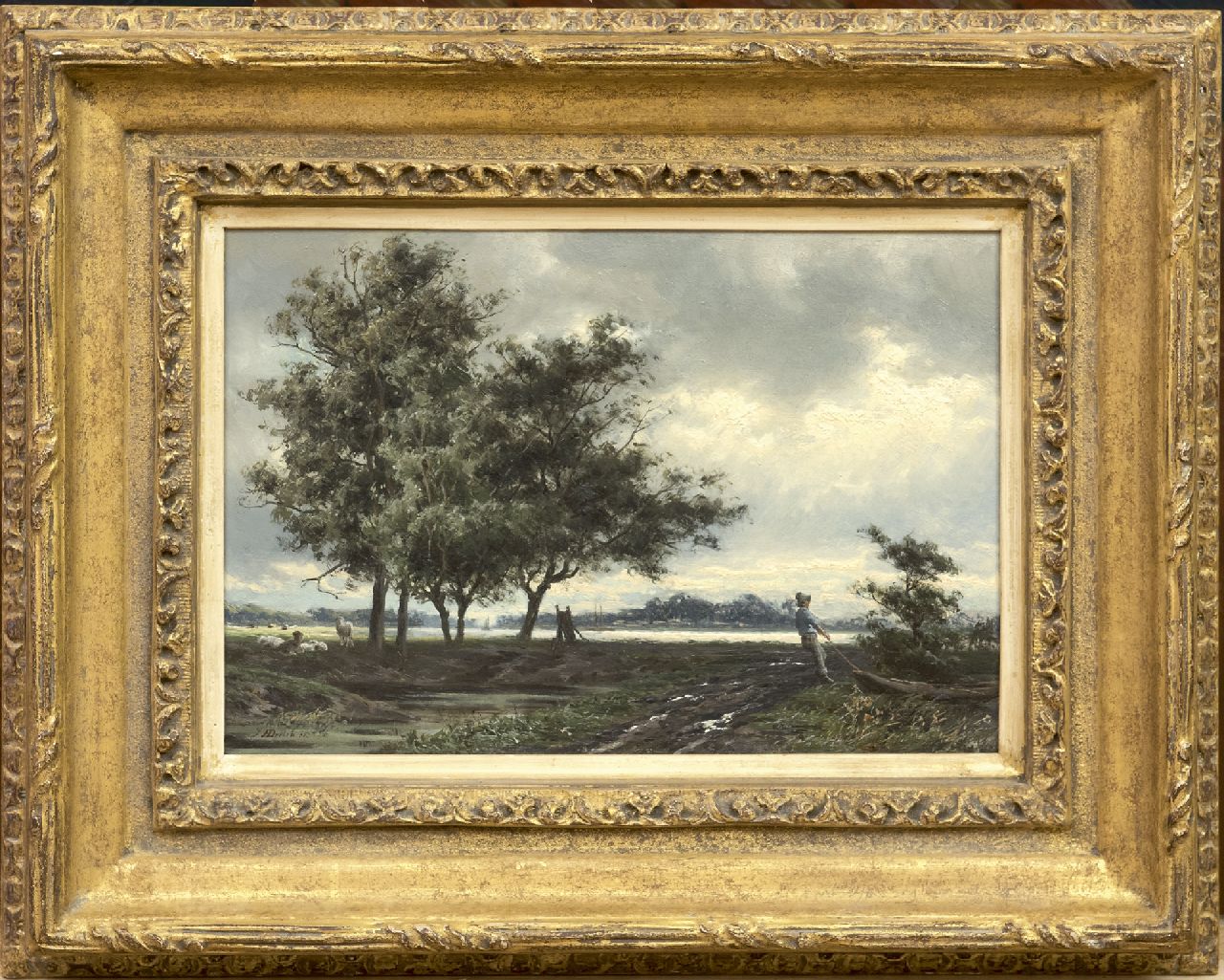 Doeleman J.H.  | Johan Hendrik Doeleman | Gemälde zum Verkauf angeboten | landschaft bei Utrecht, Öl auf Holz 21,0 x 30,0 cm, Unterzeichnet l.u.