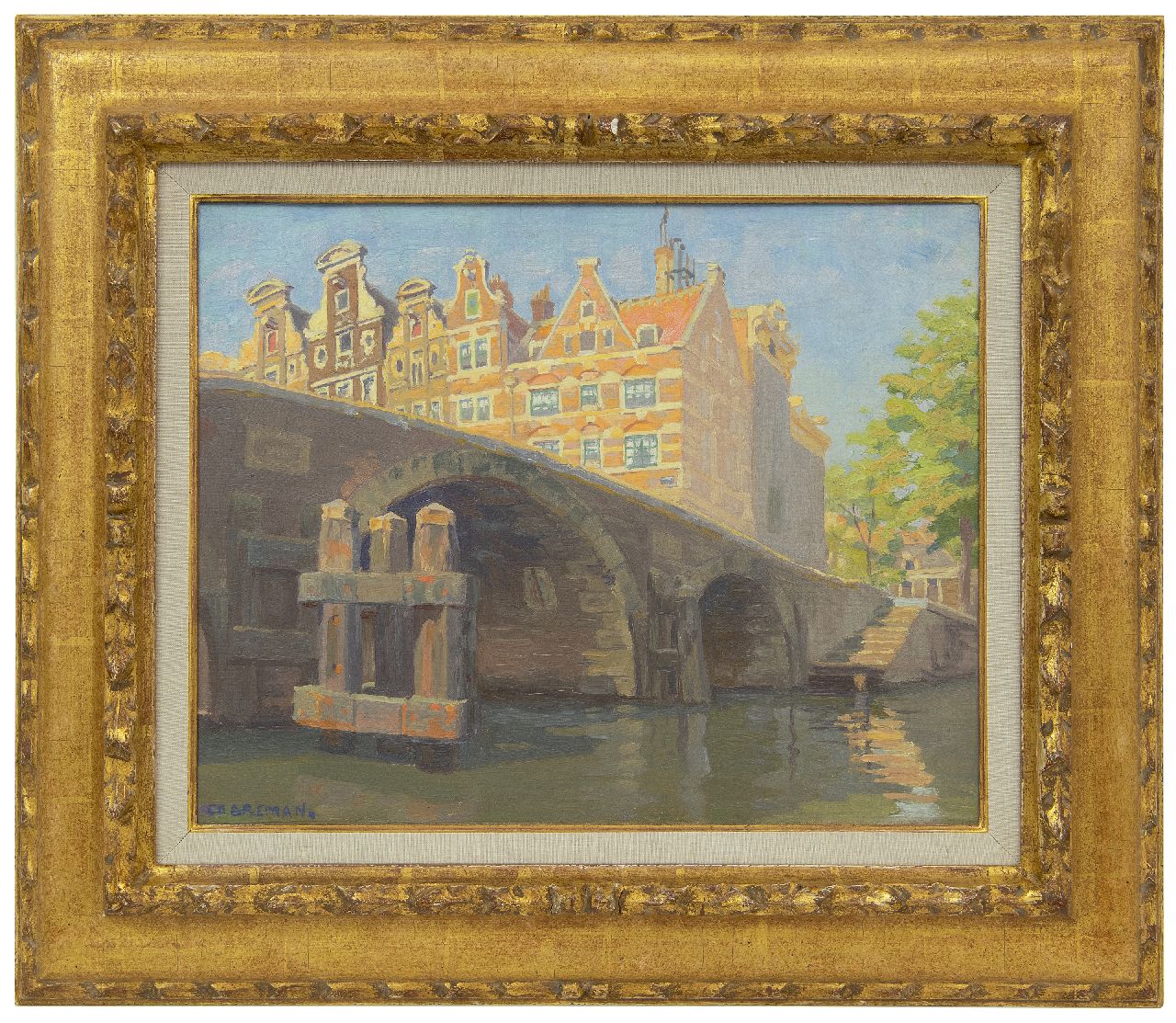 Breman A.J.  | Ahazueros Jacobus 'Co' Breman, Ecke Prinsengracht/Brouwersgracht, Amsterdam, Öl auf Leinwand 30,4 x 38,7 cm, Unterzeichnet l.u.