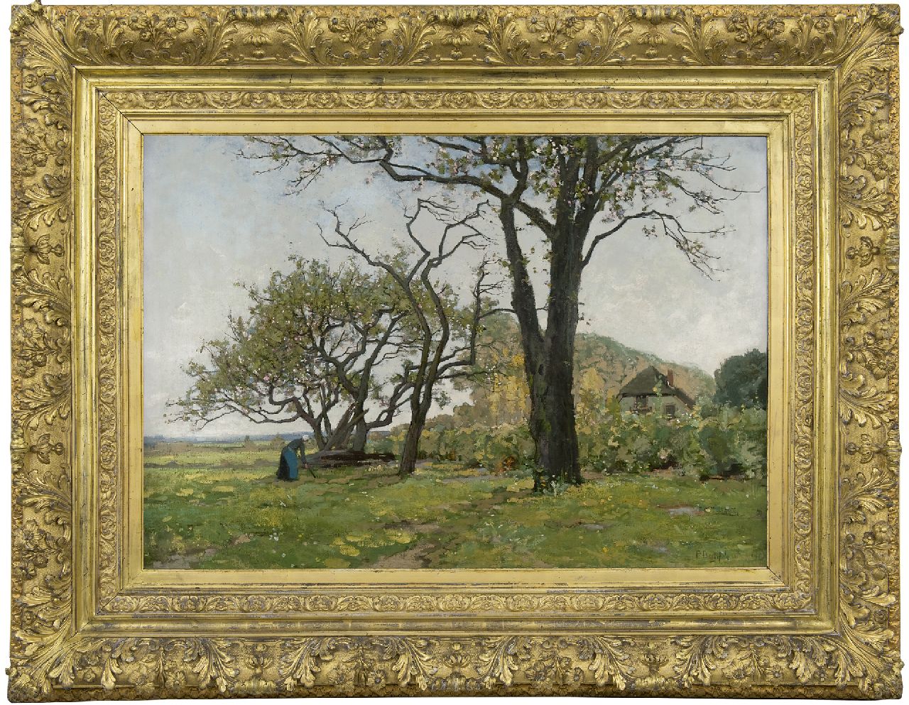 Bodifée J.P.P.  | Johannes Petrus Paulus 'Paul' Bodifée | Gemälde zum Verkauf angeboten | Landschaft mit Blütenbäumen bei Deventer, Öl auf Leinwand 70,4 x 100,2 cm, Unterzeichnet r.u.