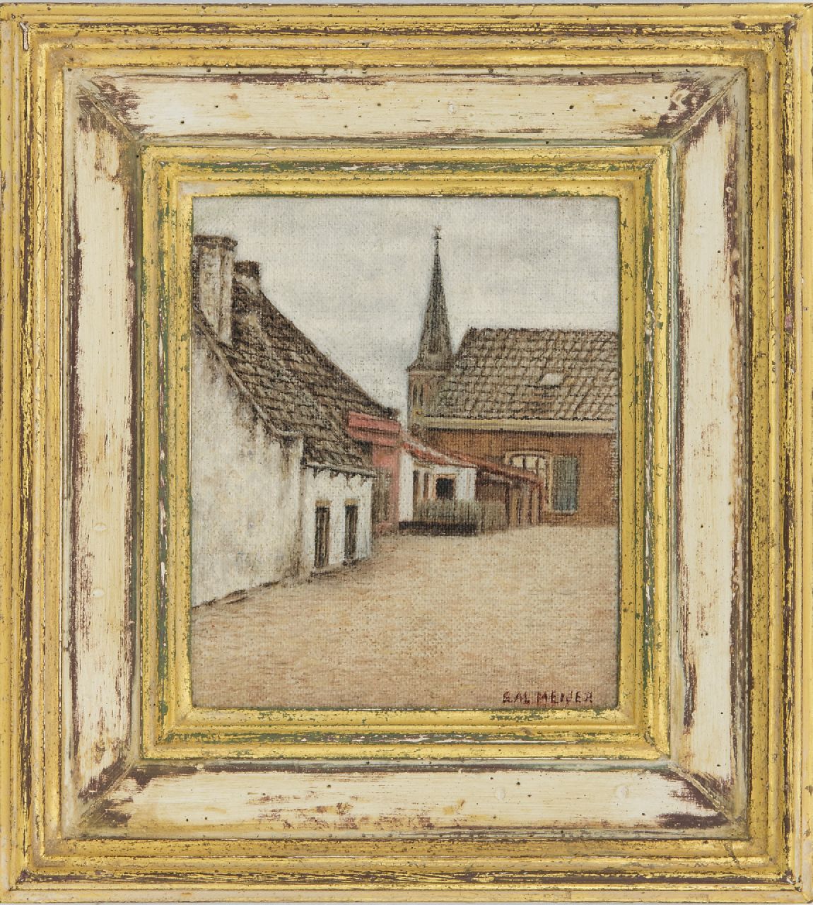 Meijer S.  | Salomon 'Sal' Meijer | Gemälde zum Verkauf angeboten | Dorfansicht (möglicherweise Zandvoort), Öl auf Leinwand  auf Holzfaser 14,5 x 11,3 cm, Unterzeichnet r.u.