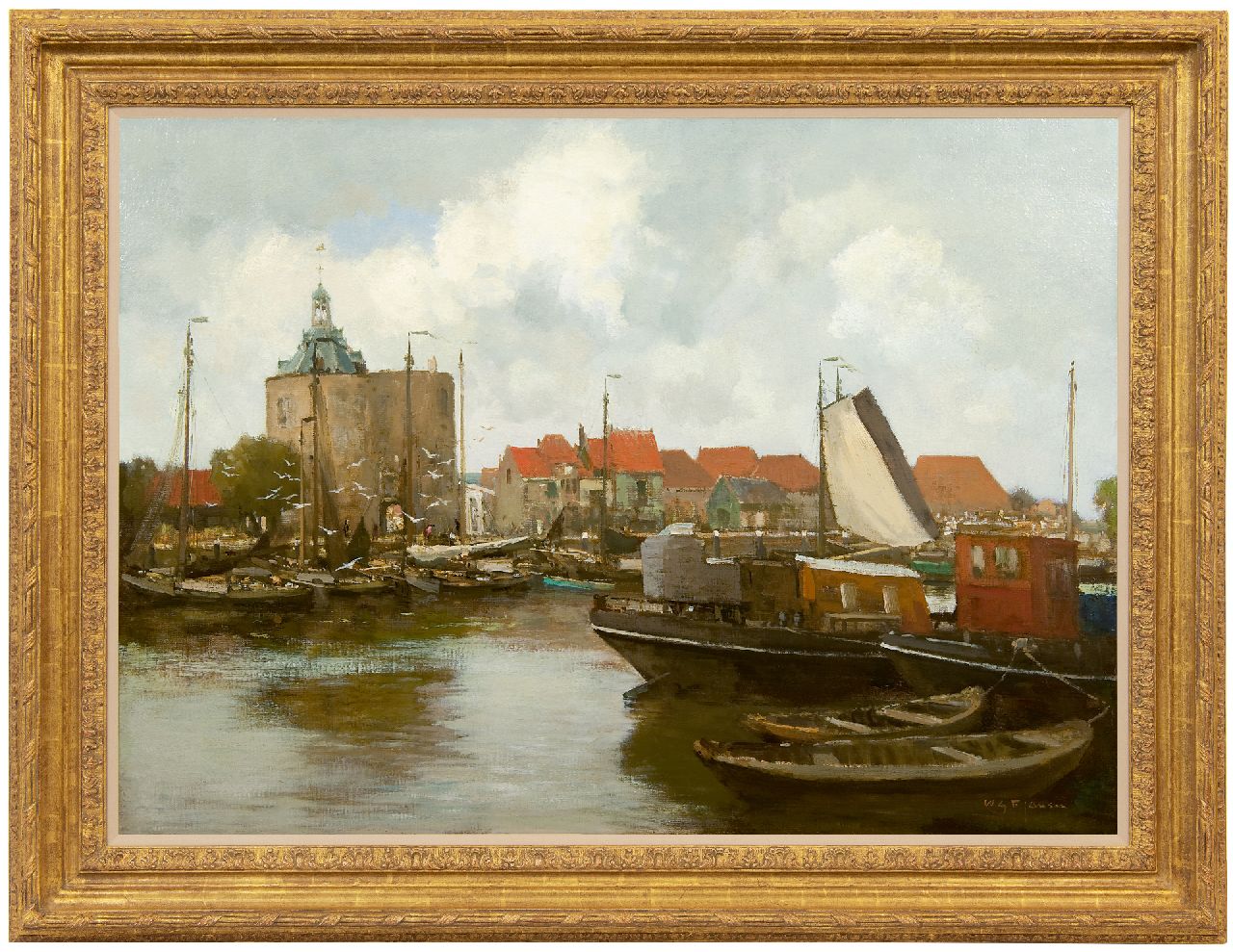 Jansen W.G.F.  | 'Willem' George Frederik Jansen | Gemälde zum Verkauf angeboten | Der Hafen von Enkhuizen mit dem Drommedaris Turm, Öl auf Leinwand 71,8 x 99,3 cm, Unterzeichnet r.u.