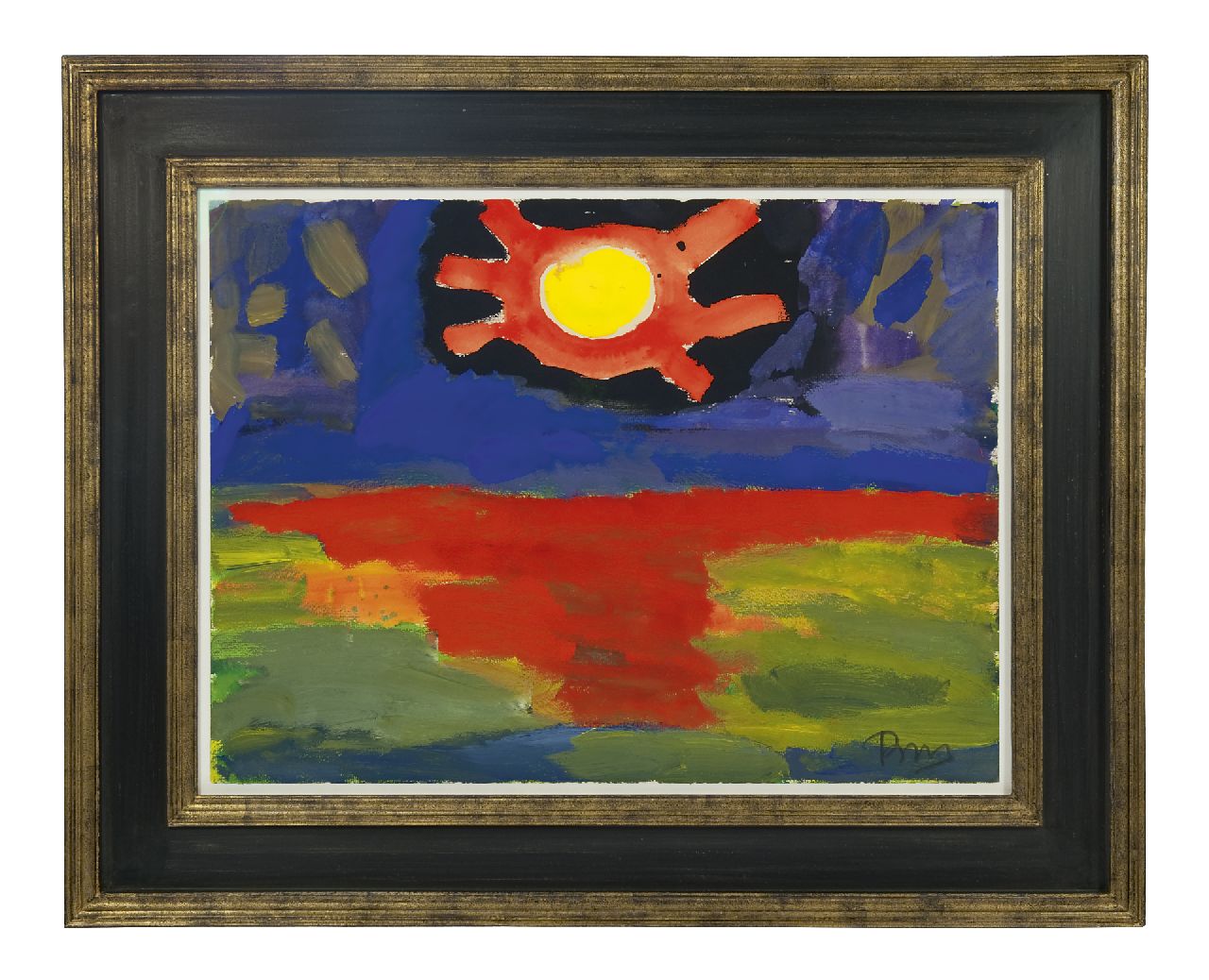 Benner G.  | Gerrit Benner, Sunset, Aquarell und Gouache auf Papier 55,6 x 75,4 cm, signed l.r.