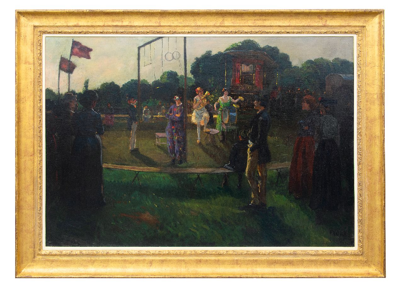 Faure A.  | Amandus Faure | Gemälde zum Verkauf angeboten | Reisender Zirkus, Öl auf Leinwand 90,5 x 130,0 cm, Unterzeichnet r.u. und datiert '05