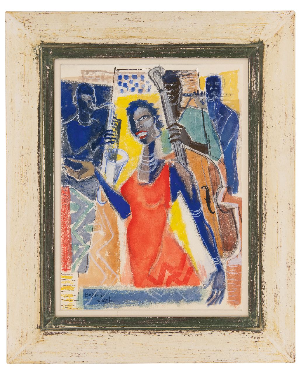 Bosma W.  | Willem 'Wim' Bosma, Sarah Vaughan und Band, Gouache auf Papier 39,0 x 29,0 cm, Unterzeichnet u.l. und datiert 1956