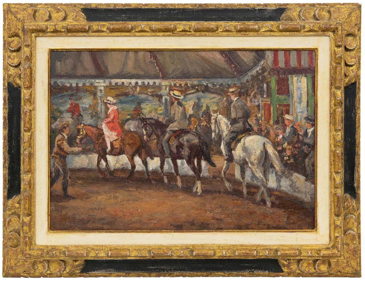 Haaren D.J. van | 'Dirk' Johannes van Haaren | Gemälde zum Verkauf angeboten | Das Hippodrom, Öl auf Holzfaser 34,0 x 50,0 cm, Unterzeichnet r.u.