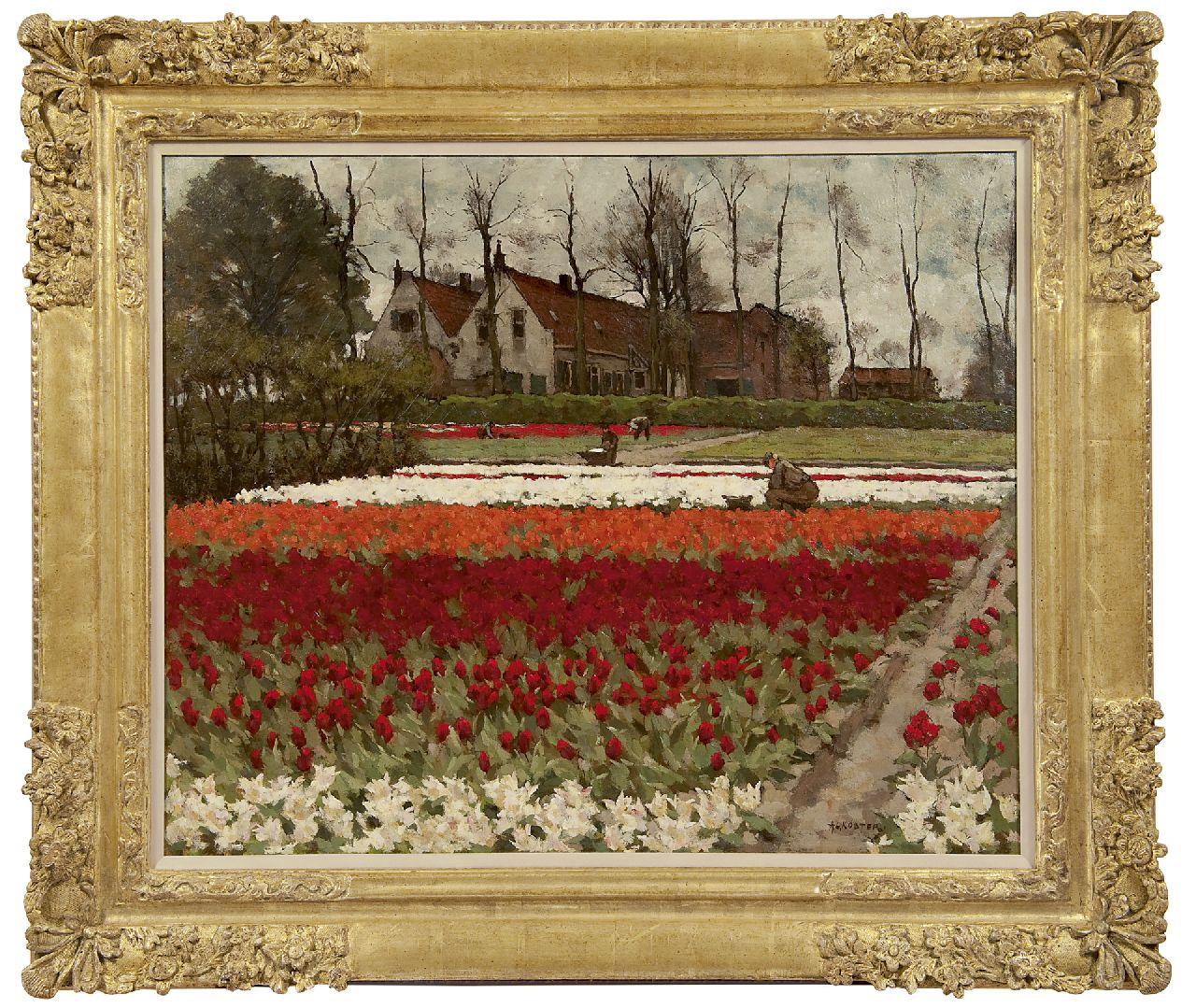 Koster A.L. | Anton Louis 'Anton' Koster, Hyacinths and tulipfields, Overveen, Öl auf Leinwand 60,0 x 73,2 cm, Unterzeichnet r.u. Koster A.L. | Anton Louis 'Anton' Koster, Hyacinths and tulipfields, Overveen, Öl auf Leinwand 60,0 x 73,2 cm, Unterzeichnet r.u.
